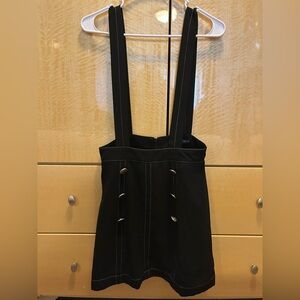 Women’s Black Skirt Overalls with Button Accents